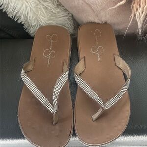 Jessica Simpson Brown Sandals with Glamorous Sparkly Straps